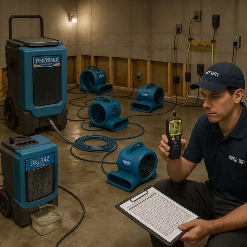 Structural Drying and Dehumidification process in Ashley, OH